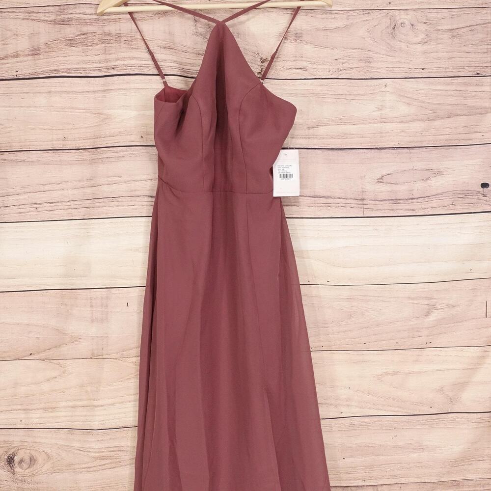 Birdy Grey Dress‎ Womens XS Rosewood Juliet Chiffon Bridesmaid Maxi Formal Gown